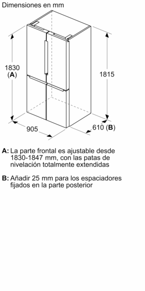 BOSCH FRIGORIFICO MULTIPUERTA KFN96VPEA
